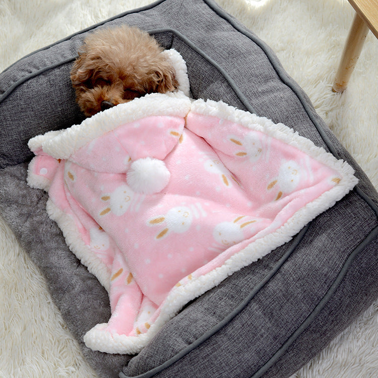 Pet Pajamas Dog Sleeping Bag Plus Velvet To Keep Warm