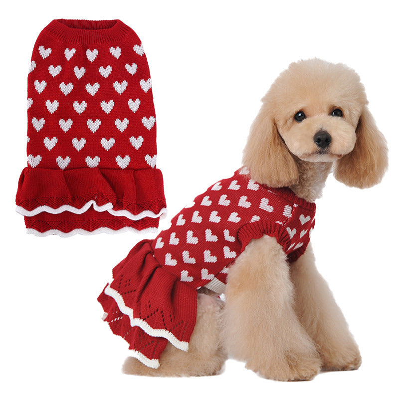 Dog Clothes Pet Peach Round Neck Sweater