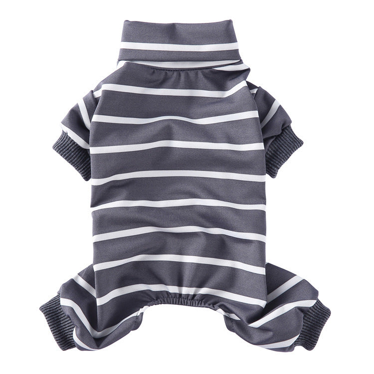 Fashion High Collar Striped Pet Dog Pajamas