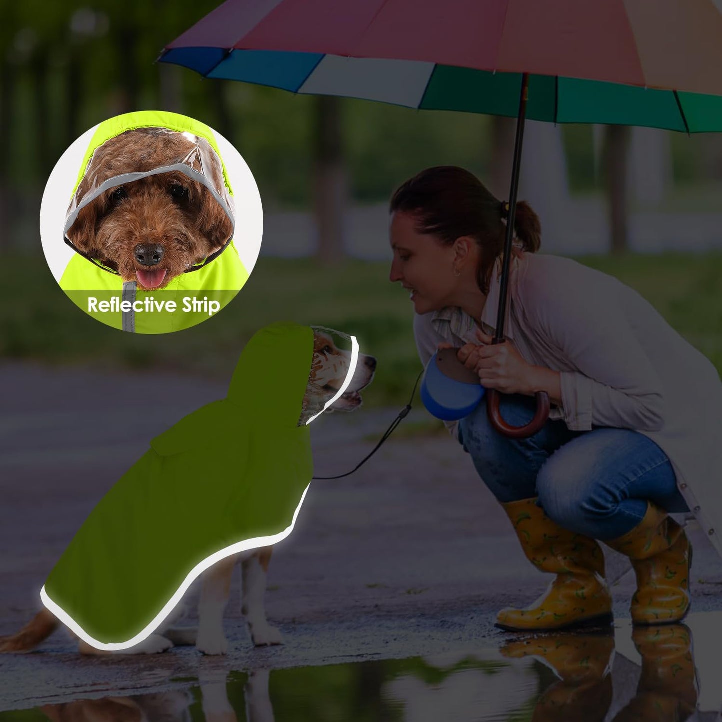 Dog Raincoat Waterproof Soft Breathable Dog Rain Jacket For Small Dog Hooded Dog Rain Coat With Transparent Cap Protect Belly