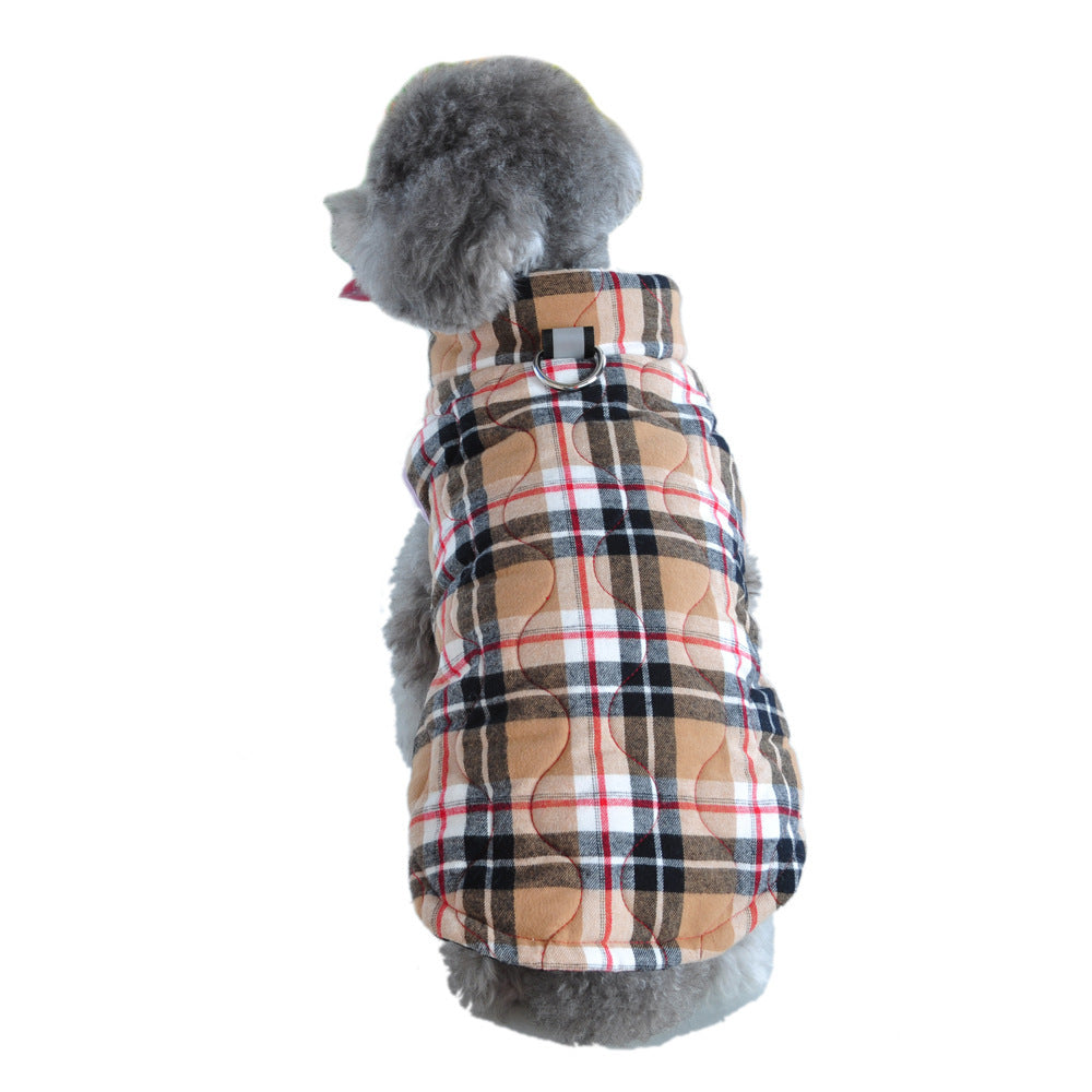 Winter Pet Dog Clothes Heavy Cotton Pet Clothes Jacket Plaid Zipper Down Jacket Pets Supplies