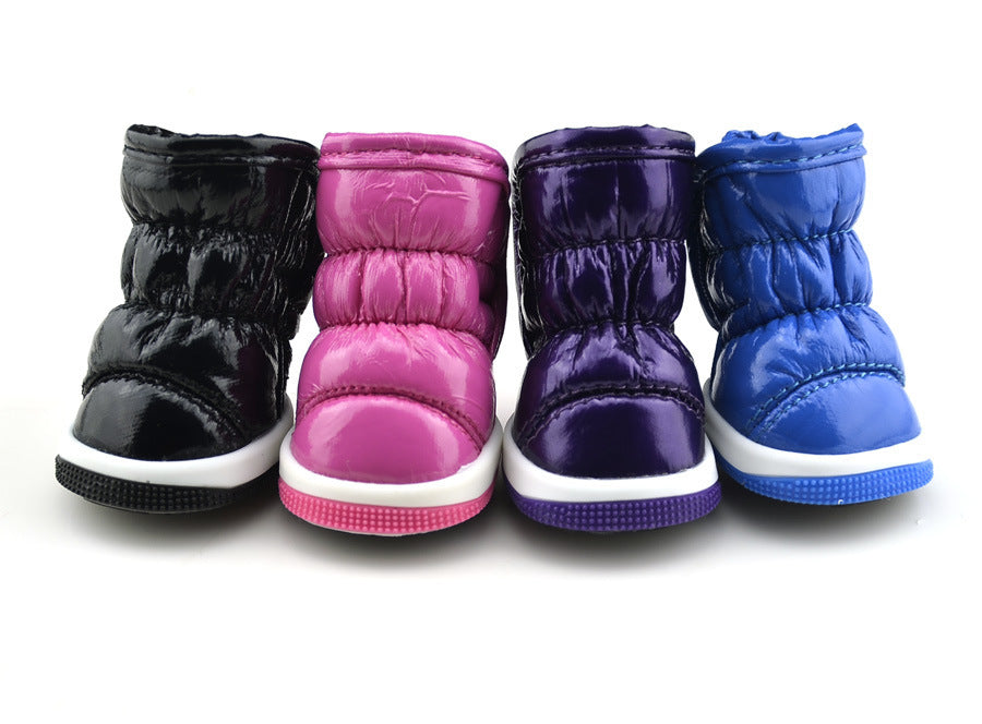 Folded Space Leather Pet Warm Shoes