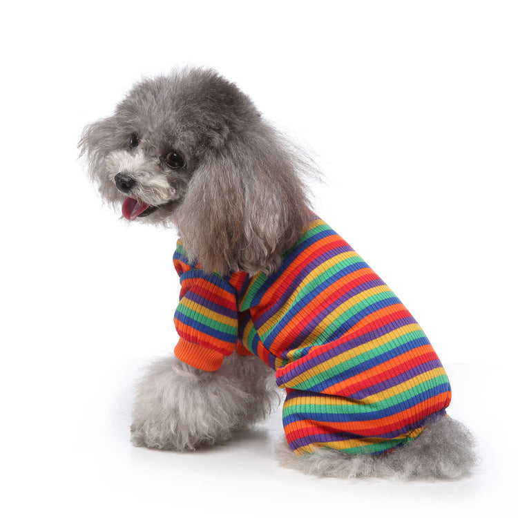 Fashion High Collar Striped Pet Dog Pajamas