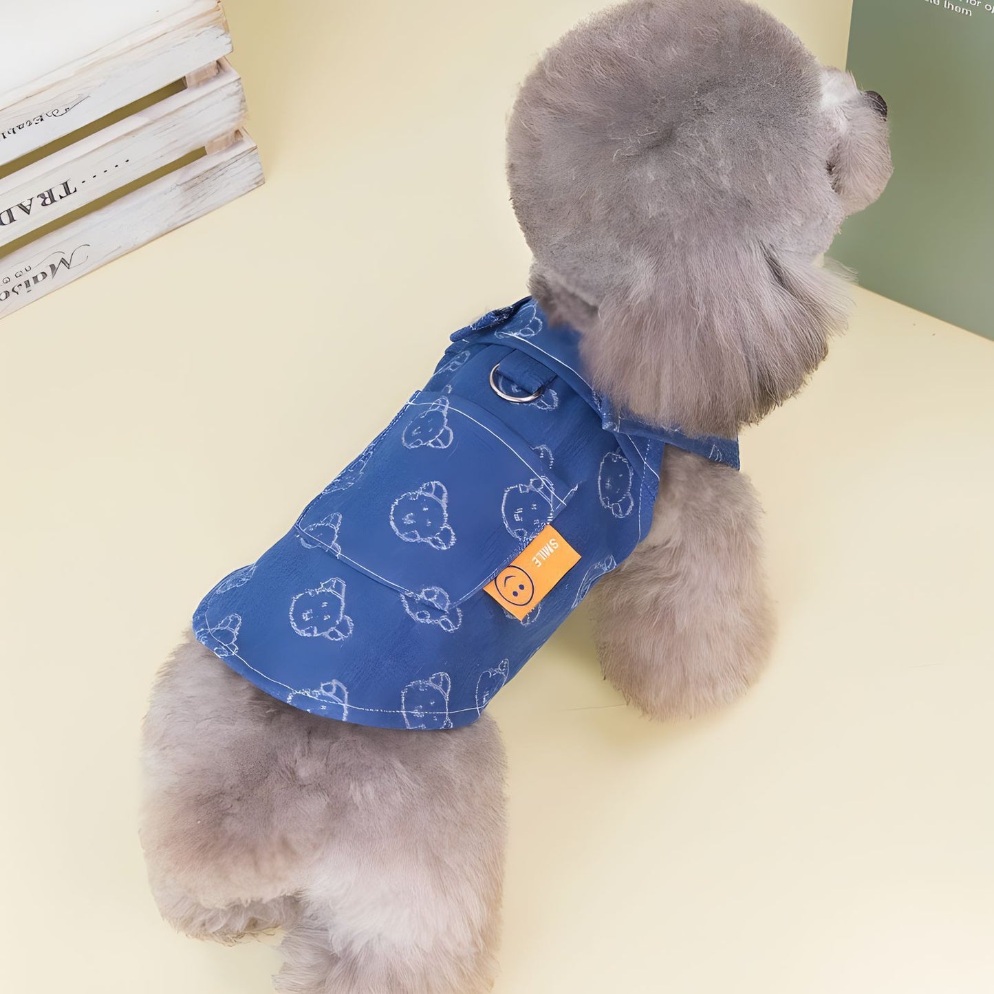 Teddy Bichon Pet Spring And Autumn Thin Denim Princess Dress Small Dog Cute Dress