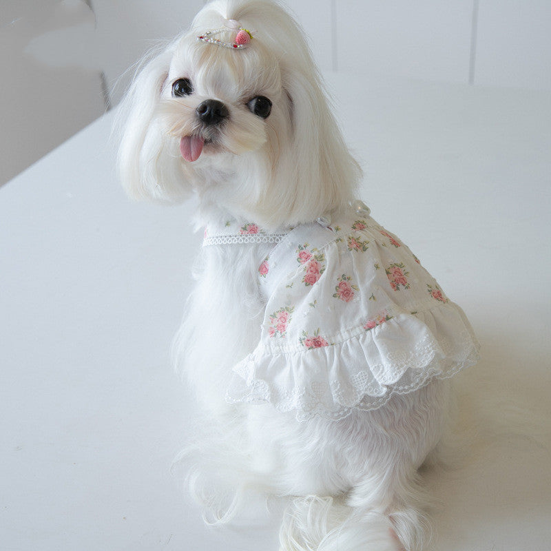 Small Town Flower Print Lace Dog Skirt