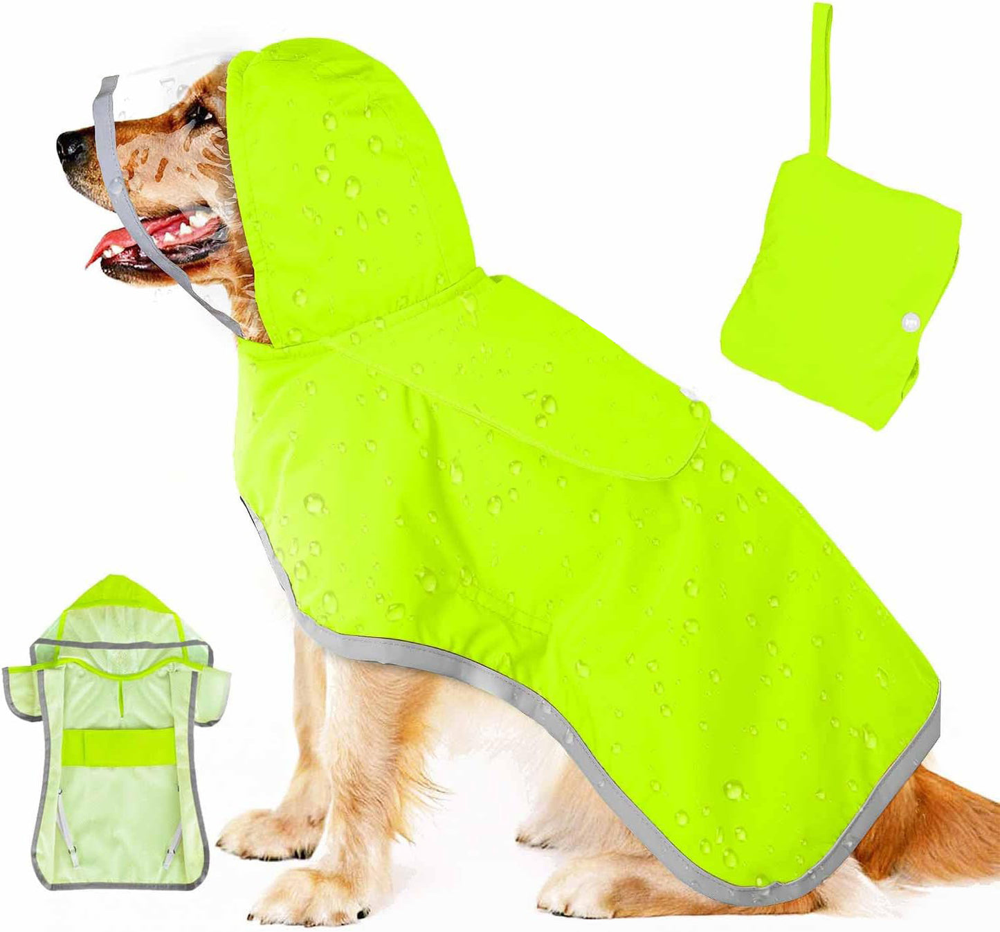 Dog Raincoat Waterproof Soft Breathable Dog Rain Jacket For Small Dog Hooded Dog Rain Coat With Transparent Cap Protect Belly