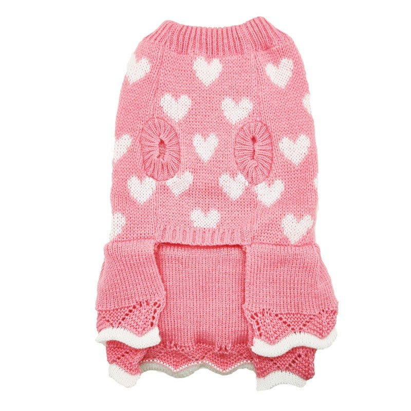 Dog Clothes Pet Peach Round Neck Sweater