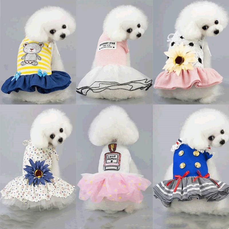 Small dog clothes spring thin pet summer princess dress