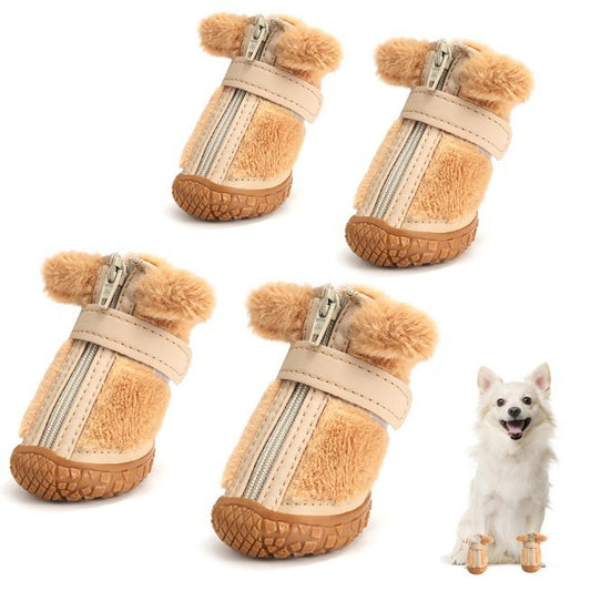 Winter Dog Shoes Plush Dog Booties Cute Ear Decoration Paw Protectors For Outdoor Walking Anti-slip Dog Shoes For Small For Dogs