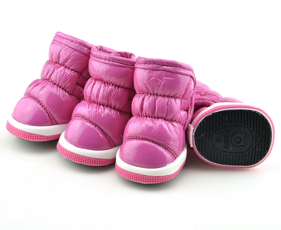 Folded Space Leather Pet Warm Shoes