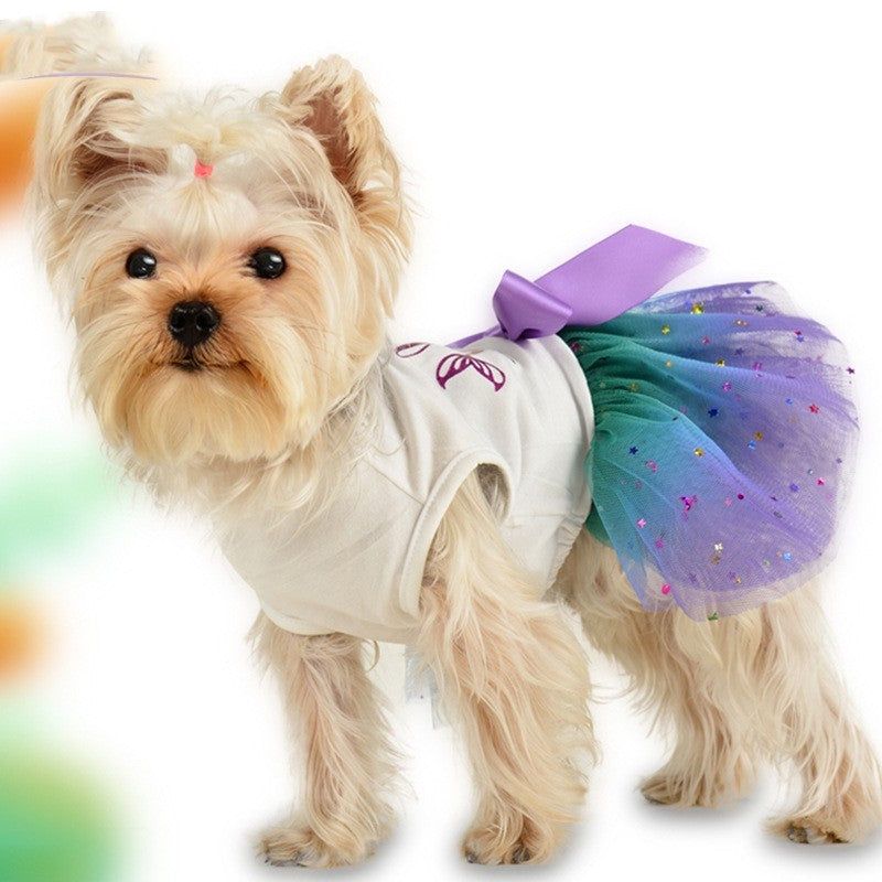 Pet Dog Spring And Summer New Gradient Starry Sky Small Skirt