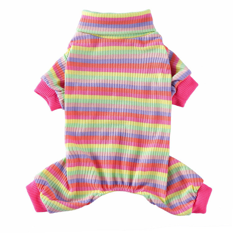 Fashion High Collar Striped Pet Dog Pajamas