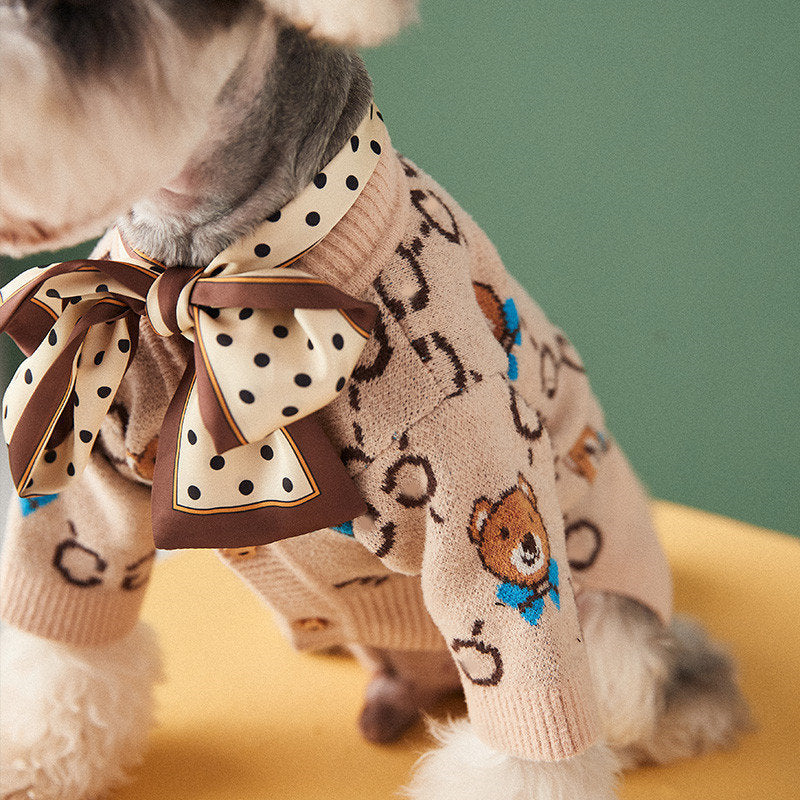 Pet Teddy Schnauzer Pomeranian Sweater Cardigan