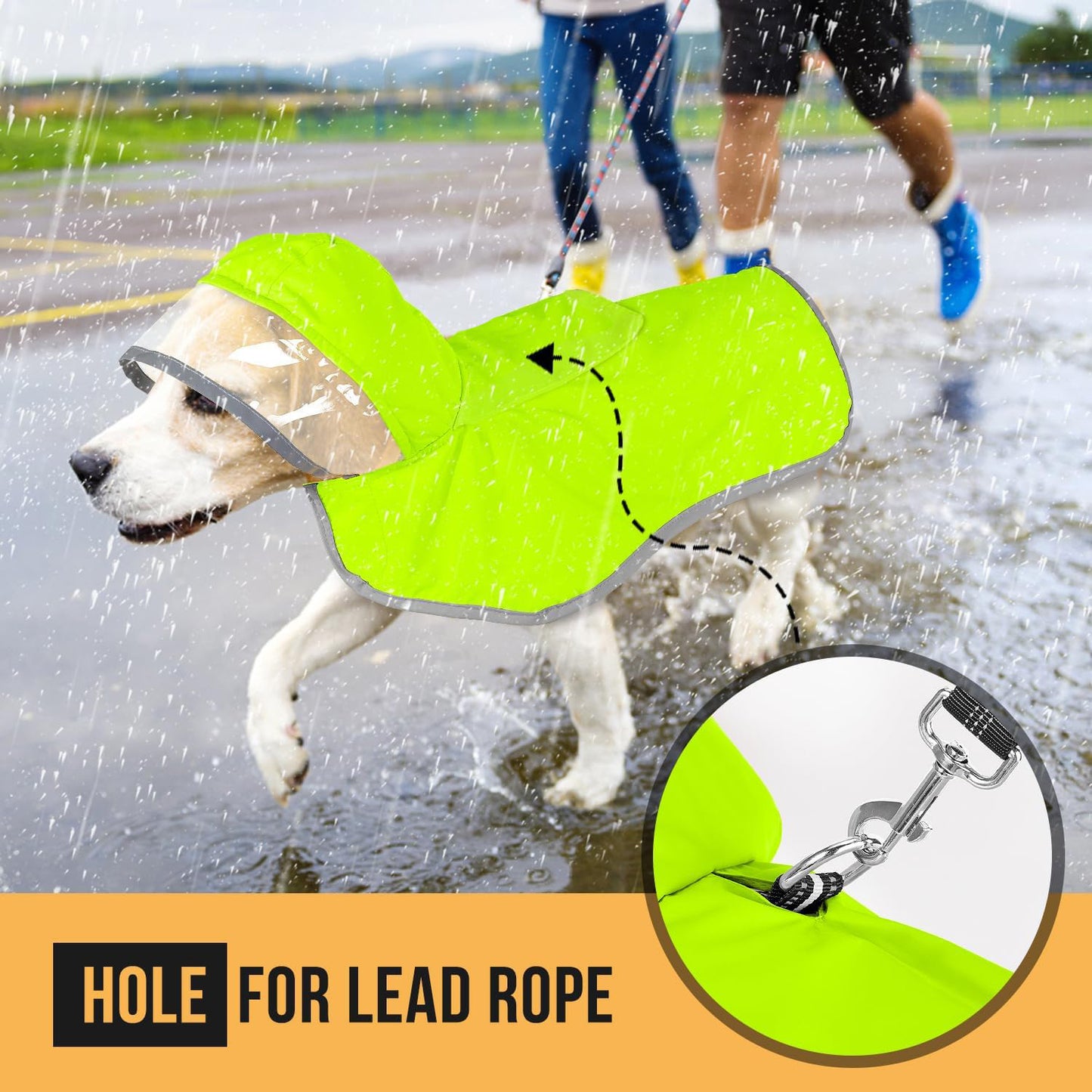 Dog Raincoat Waterproof Soft Breathable Dog Rain Jacket For Small Dog Hooded Dog Rain Coat With Transparent Cap Protect Belly