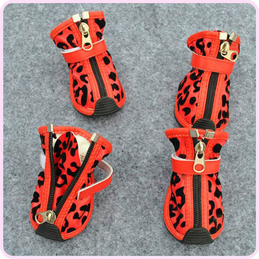 New Fashion PU Leopard Print Pet Shoes