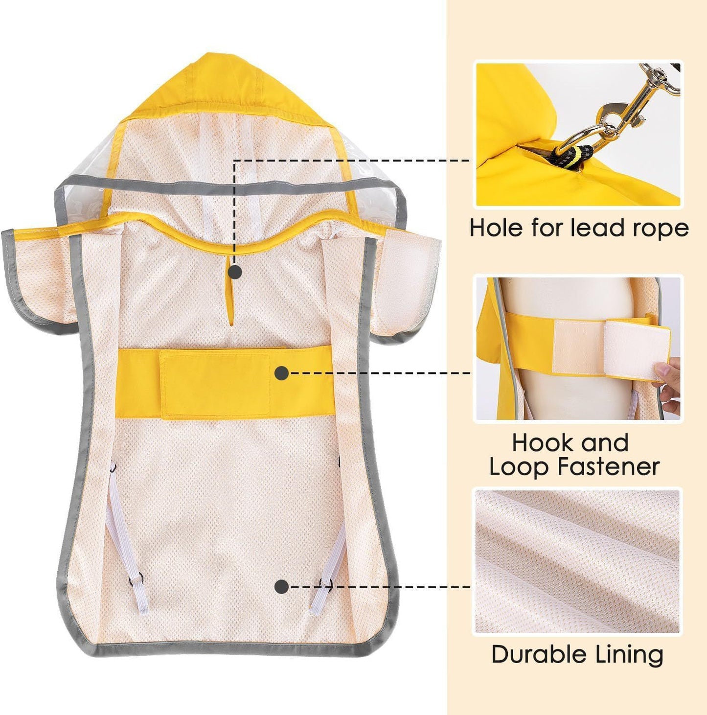 Dog Raincoat Waterproof Soft Breathable Dog Rain Jacket For Small Dog Hooded Dog Rain Coat With Transparent Cap Protect Belly