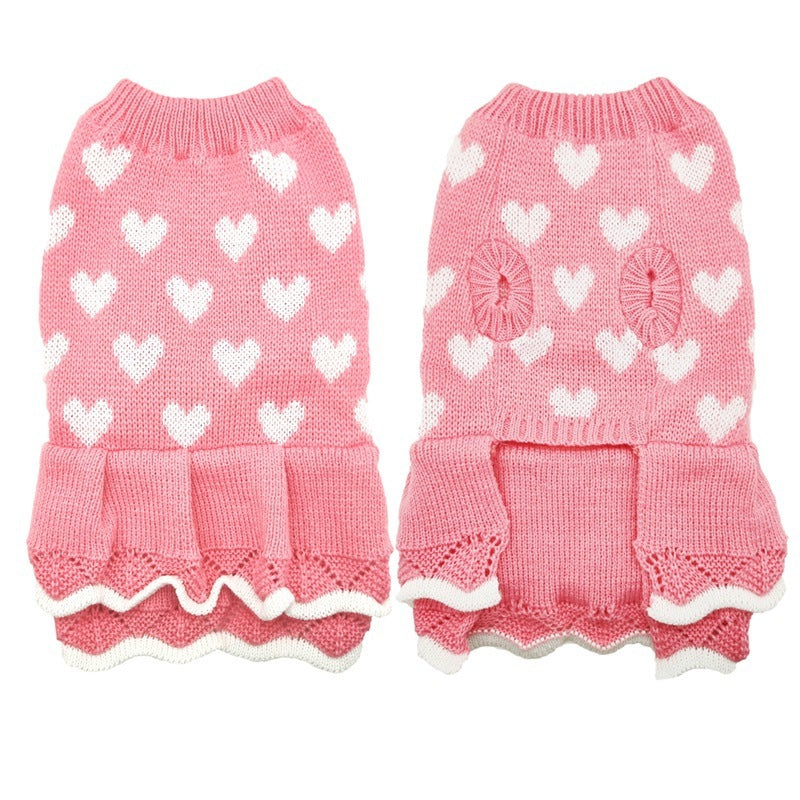 Dog Clothes Pet Peach Round Neck Sweater