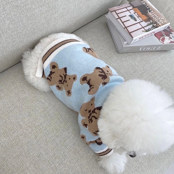 Dog Cat Sweater Preppy Style V-neck Striped Vest