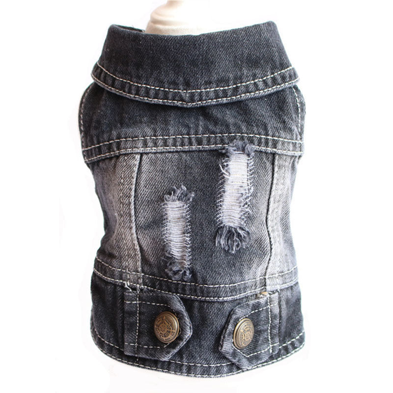 Designer Dog Clothes Small Dog Denim Jacket Coat Cat Costume Puppy Jeans Vest Spring Clothing