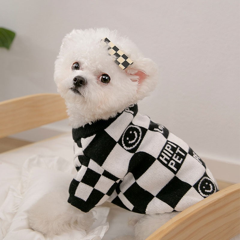 Dog Striped Knitted Sweater Cardigan Clothing